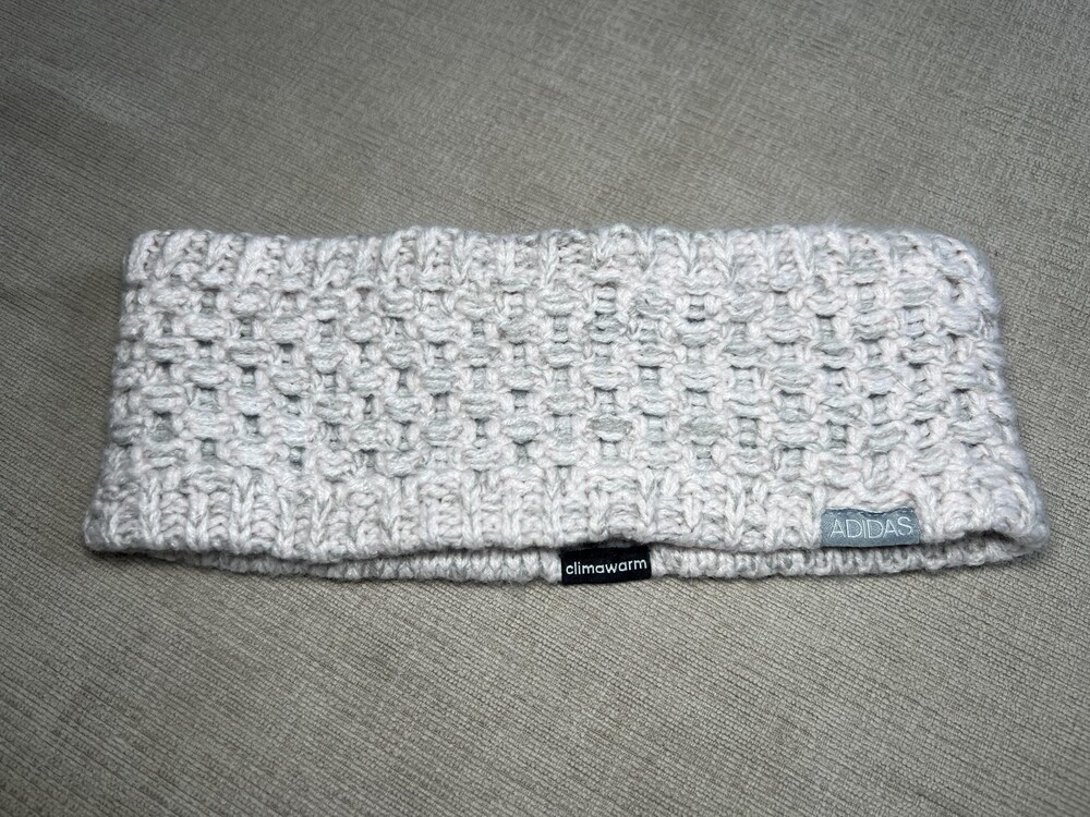 Adidas Headband Womens One Size Gray Knit Climawarm Fleece Lined Ear Warmer